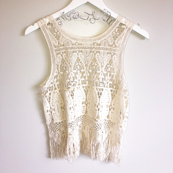 Love Tree Tops - 🔴 Fringe Crotchet Tank Top Festival Boho Style